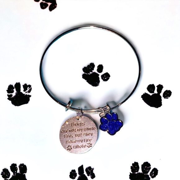 Paw Print Bangle Bracelet - Picture 2 of 6